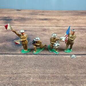 Barclay Toy Soldiers Men OS Tan Fair Lead Metal Pre-WWII Military Figures 4pc